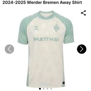 NWT 2024-2025 Werder Bremen Away Shirt Soccer Jersey Size US Small Mint/Cream